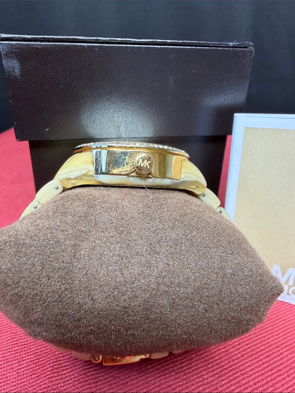 Michael Kors Gold Tone Crystal Bezel Bracelet Watch - Picture 2 of 7